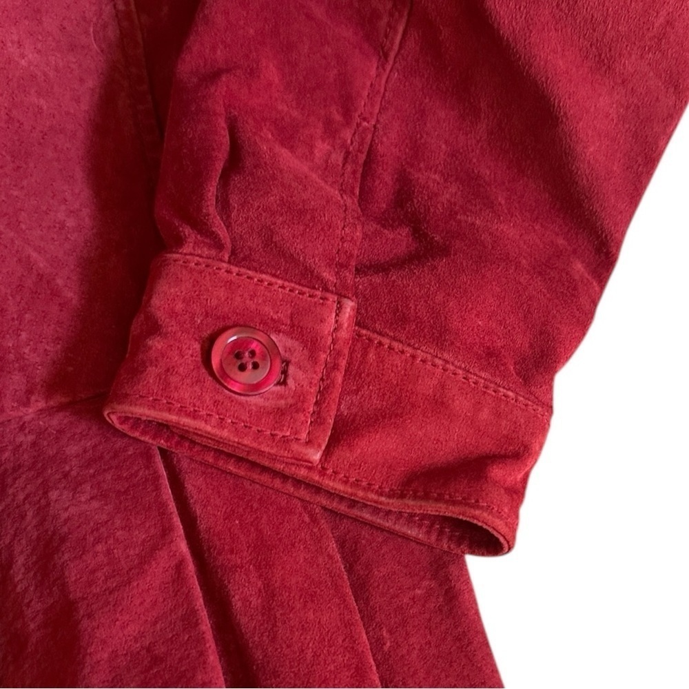 Bernardo Vintage 90s Peplum Blazer Size XL Red Suede Leather Classic Feminine - Picture 5 of 7
